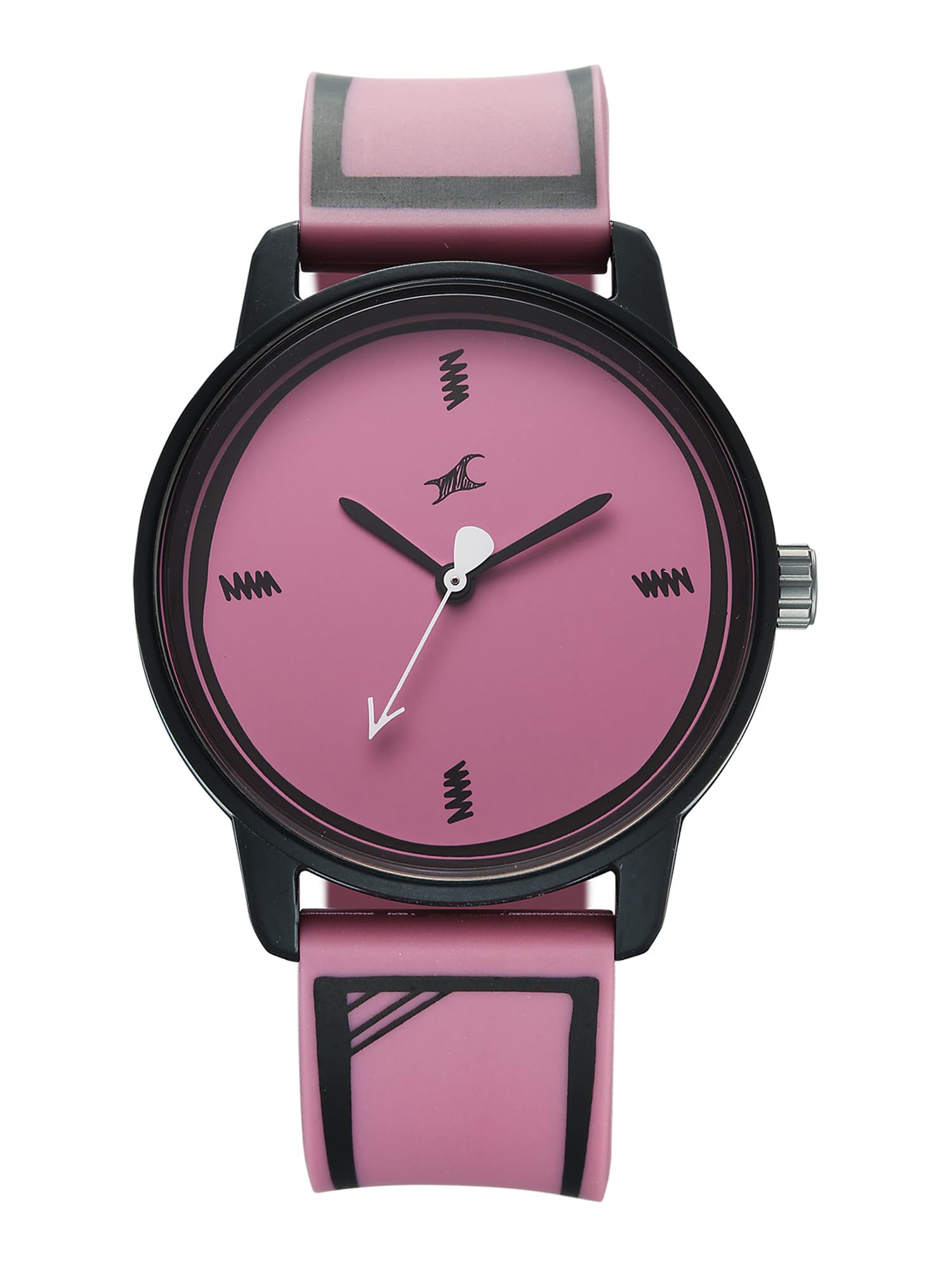 Buy Fastrack Tees Zine with Black Dial Pink Silicon Strap Watch
